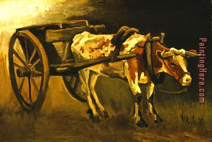 Vincent van Gogh Cart with Reddish-brown Ox